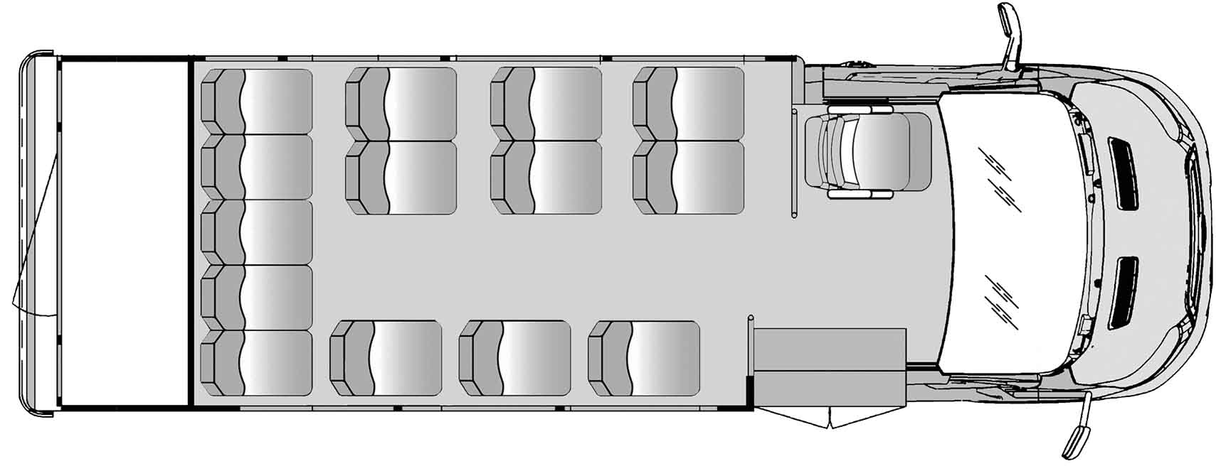 14 Passenger With Rear Luggage Plus Driver Floorplan Image